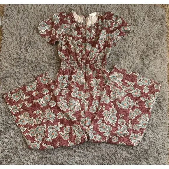 Anthropologie Jumpsuit Womens Small Mauve The Somerset Ruched Short Sleeve - Picture 5 of 16